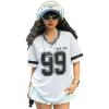 imageSOLY HUX Girls Jersey Shirts Y2k Number Graphic Tees V Neck Short Sleeve Streetwear Tee Summer TopsWhite Letter Print