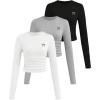 imageSOLY HUX Girls Long Sleeve T Shirts 3 Packs Crewneck Fall Tees Ruched Fitted Tee Shirt TopsBlack Grey White Bow