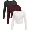 imageSOLY HUX Girls Long Sleeve T Shirts 3 Packs Crewneck Fall Tees Ruched Fitted Tee Shirt TopsBurgundy White Black