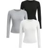 imageSOLY HUX Girls Long Sleeve TShirts 3 Packs Basic Tops Crew Neck Fitted Tees Fall ClothesBlack Grey White
