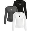 imageSOLY HUX Girls Long Sleeve TShirts 3 Packs Basic Tops Crew Neck Fitted Tees Fall ClothesBlack Grey White Graphic