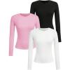 imageSOLY HUX Girls Long Sleeve TShirts 3 Packs Basic Tops Crew Neck Fitted Tees Fall ClothesPink Black White