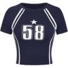 imageSOLY HUX Girls Number Graphic Jersey Crop Top Short Sleeve TShirts Tight Fitted Graphic TeesBlue Graphic