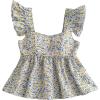 imageSOLY HUX Girls Summer Floral Print Ruffle Cap Sleeve Sweetheart Neck Tops Peplum Cute Babydoll BlouseBlue and White Floral