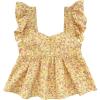 imageSOLY HUX Girls Summer Floral Print Ruffle Cap Sleeve Sweetheart Neck Tops Peplum Cute Babydoll BlouseYellow Floral
