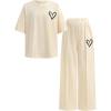 imageSOLY HUX Girls Sweatsuit Short Sleeve T Shirts and Sweatpants Streetwear Summer Clothes 2 PieceApricot Heart