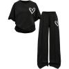 imageSOLY HUX Girls Sweatsuit Short Sleeve T Shirts and Sweatpants Streetwear Summer Clothes 2 PieceBlack Heart
