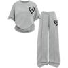 imageSOLY HUX Girls Sweatsuit Short Sleeve T Shirts and Sweatpants Streetwear Summer Clothes 2 PieceLight Grey