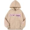 imageSOLY HUX Girls Y2k Zip Up Long Sleeve Hoodie Drop Shoulder Graphic Hooded Sweatshirts Jacket StreetwearApricot Graphic