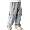 imageSOLY HUX Toddler Boys Cargo Pants Elastic Waist Straight Leg Baggy Sweatpants with PocketsPure Grey