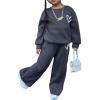 imageSOLY HUX Toddler Girls Sweatsuits 2 Piece Outfits Heart Graphic Long Sleeve Sweatshirt and Sweatpants Matching SetsDark Grey Heart