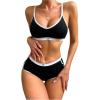 imageSOLY HUX Womens 2 Piece Lingerie Set Scoop Neck Sports Bra and Mid Rise Boyshorts Yoga Gym SetBlack and White