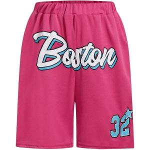 imageSOLY HUX Boys Athletic Letter Graphic Shorts Elastic Waist Casual Track ShortsHotpink Letter