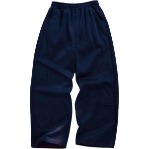 imageSOLY HUX Boys Casual Sweatpants Elastic Waist Wide Leg Baggy Athletic Pants with PocketsPure Dark Blue