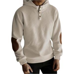 imageSOLY HUX Boys Long Sleeve Hoodie Textured Half Button Hooded Sweatshirt Casual Fall Pullover TopsPure Apricot