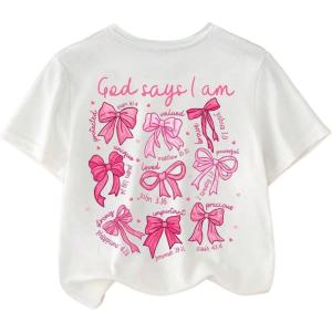 imageSOLY HUX Girls Cute Bow Graphic T Shirts Short Sleeve Crew Neck Loose Fit Summer Casual Tee TopsWhite Graphic