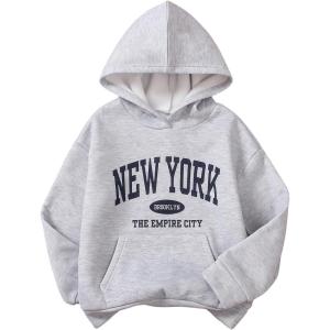 imageSOLY HUX Girls Graphic Hoodie Letter Print Long Sleeve Hooded Sweatshirt Casual Pullover Tops with PocketGrey Letter