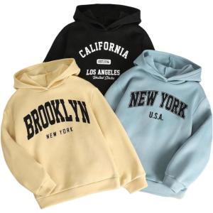 imageSOLY HUX Girls Hoodies 3 Piece Set Letter Graphic Long Sleeve Hooded Sweatshirts Fall ClothesKhaki Black Green