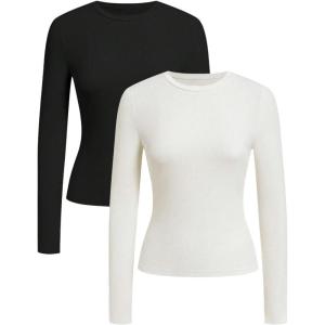 imageSOLY HUX Girls Long Sleeve TShirts 3 Packs Basic Tops Crew Neck Fitted Tees Fall ClothesBlack Apricot