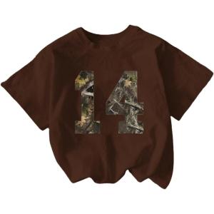 imageSOLY HUX Girls Number Graphic Tees Short Sleeve Crew Neck T Shirt Y2k Summer TopsBrown Letter