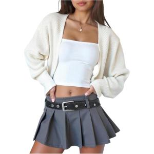 imageSOLY HUX Girls Open Front Cardigan Sweater Long Sleeve Knit Crop Bolero Shrugs OuterwearPlain Beige