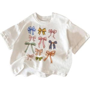imageSOLY HUX Girls Summer T Shirts Graphic Tees Short Sleeve Bows Printed Cute Tee TopsWhite Graphic