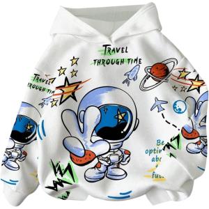 imageSOLY HUX Toddler Boys Graphic Hoodie Cartoon Letter Print Long Sleeve Hooded Sweatshirt Cute Casual Pullover TopsWhite Graphic