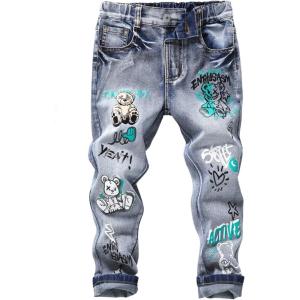 imageSOLY HUX Toddler Boys Jeans High Waisted Graphic Denim Pants Casual Streetwear ClothesDark Wash