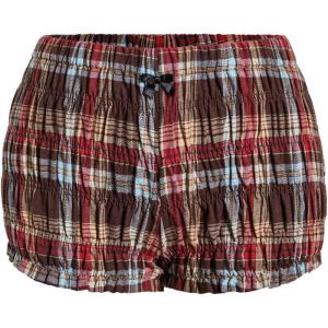 imageSOLY HUX Womens Ruffle Shorts Plaid Y2k Lace Bloomers Elastic Waist Frill Bottoms Gingham Micro BoyshortsBlue Multi Plaid