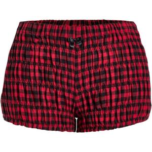 imageSOLY HUX Womens Ruffle Shorts Plaid Y2k Lace Bloomers Elastic Waist Frill Bottoms Gingham Micro BoyshortsRed Multi Plaid