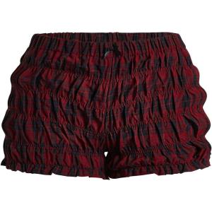imageSOLY HUX Womens Ruffle Shorts Plaid Y2k Lace Bloomers Elastic Waist Frill Bottoms Gingham Micro BoyshortsRed Plaid