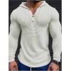 imageSOLY HUX Mens Hooded T Shirts Long Sleeve Drawstring Hoodie Tee Waffle Knit Casual TopsPlain White