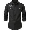 imageSOLY HUX Mens Long Sleeve Western Shirts Button Down Collared Shirt Top Cowboy OutfitsBlack Graphic