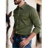 imageSOLY HUX Mens Long Sleeve Western Shirts Button Down Collared Shirt Top Cowboy OutfitsGreen Graphic