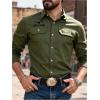 imageSOLY HUX Mens Long Sleeve Western Shirts Button Down Collared Shirt Top Cowboy OutfitsGreen Graphic