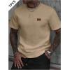 imageSOLY HUX Mens Short Sleeve Knit T Shirts Crew Neck Textured Classic Casual Tee TopsPlain Khaki