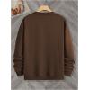imageSOLY HUX Sweatshirts for Men Letter Graphic Crew Neck Long Sleeve Drop Shoulder Pullover TopCoffee Brown Graphic