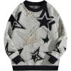 imageSOLY HUX Mens Graphic Sweater Y2k Long Sleeve Drop Shoulder Crewneck Loose Knitted Pullover TopsGrey Star