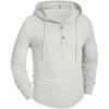 imageSOLY HUX Mens Hooded T Shirts Long Sleeve Drawstring Hoodie Tee Waffle Knit Casual TopsPlain White