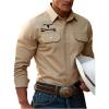 imageSOLY HUX Mens Long Sleeve Western Shirts Button Down Collared Shirt Top Cowboy OutfitsKhaki Graphic