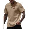 imageSOLY HUX Mens Short Sleeve Knit T Shirts Crew Neck Textured Classic Casual Tee TopsPlain Khaki