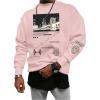 imageSOLY HUX Sweatshirts for Men Letter Graphic Crew Neck Long Sleeve Drop Shoulder Pullover TopPink Graphic