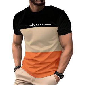 imageSOLY HUX Mens Color Block Tops Short Sleeve T Shirt Streetwear Summer Classic Printed TeesBlack Khaki Multi
