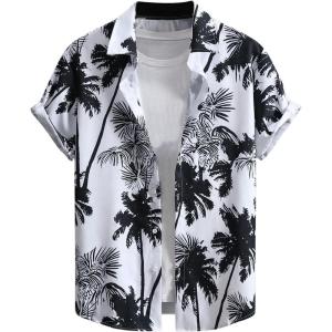 imageSOLY HUX Mens Hawaiian Shirts Tropical Short Sleeve Button Down Beach Shirt Summer Vacation Shirt TopsWhite and Black