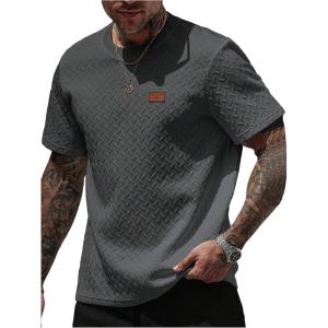 imageSOLY HUX Mens Short Sleeve Knit T Shirts Crew Neck Textured Classic Casual Tee TopsDark Grey