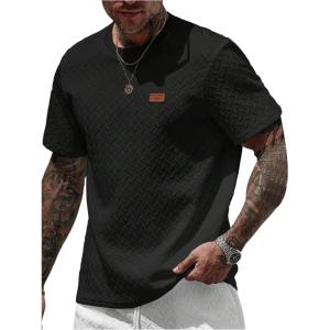 imageSOLY HUX Mens Short Sleeve Knit T Shirts Crew Neck Textured Classic Casual Tee TopsPlain Black