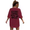 imageSOLY HUX 2024 Jersey Shirts for Women Number Graphic T Shirt V Neck Half Sleeve Oversized Tees Summer Streetwear TopsBurgundy Printed