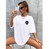 imageSOLY HUX 2024 Jersey Shirts for Women Number Graphic T Shirt V Neck Half Sleeve Oversized Tees Summer Streetwear TopsWhite Black Printed