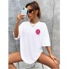 imageSOLY HUX 2024 Jersey Shirts for Women Number Graphic T Shirt V Neck Half Sleeve Oversized Tees Summer Streetwear TopsWhite Pink Printed