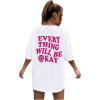 imageSOLY HUX 2024 Jersey Shirts for Women Number Graphic T Shirt V Neck Half Sleeve Oversized Tees Summer Streetwear TopsWhite Pink Printed
